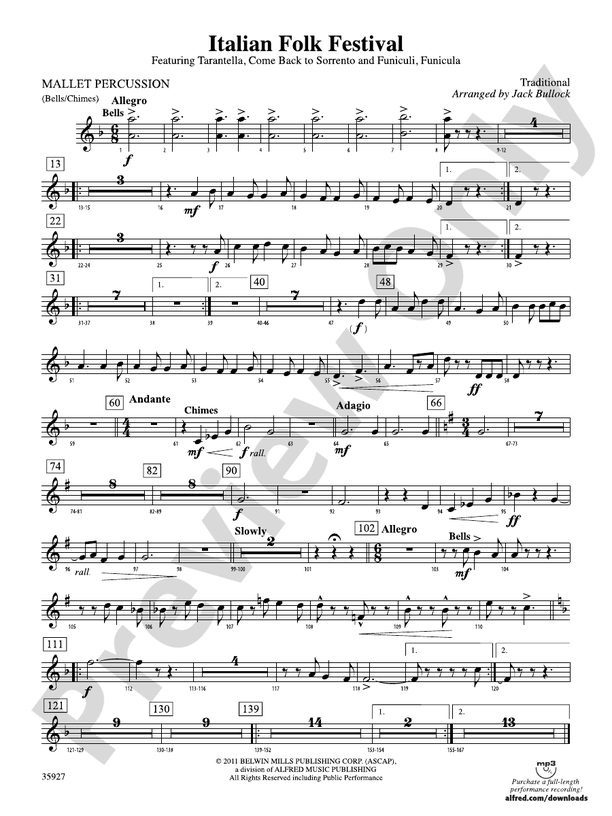 Italian Folk Festival: Mallets: Mallets Part - Digital Sheet Music Download