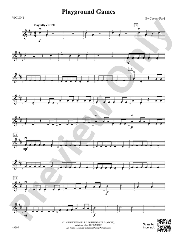 Playground Games 1st Violin 1st Violin Part Digital Sheet Music