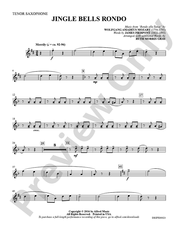 Jingle Bells Rondo Tenor Saxophone Tenor Saxophone Part Digital