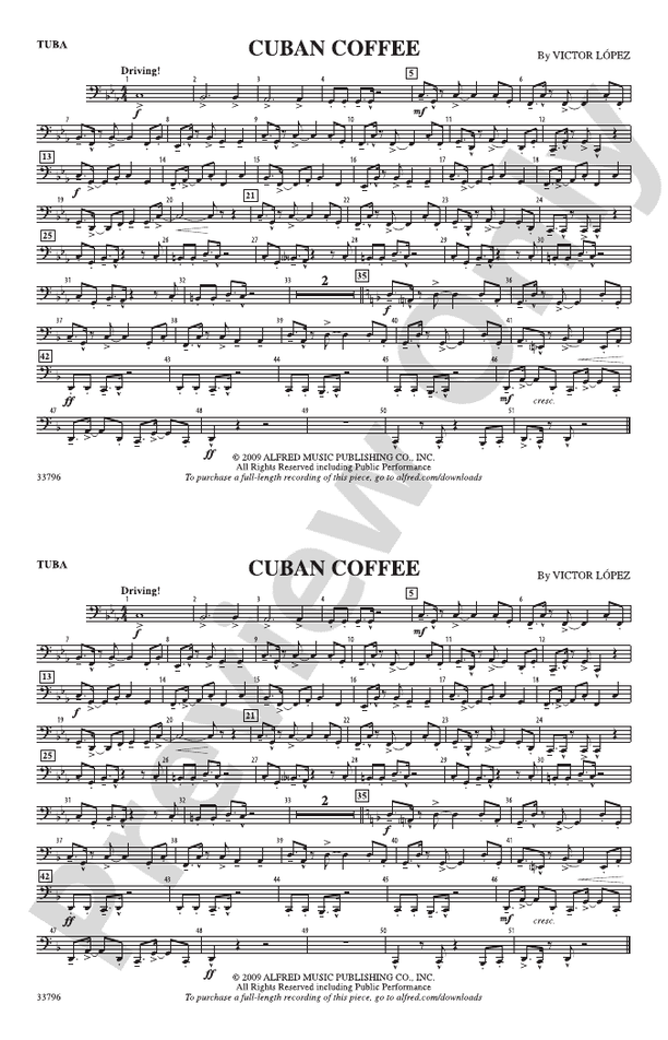 Cuban Coffee Tuba Tuba Part Digital Sheet Music Download