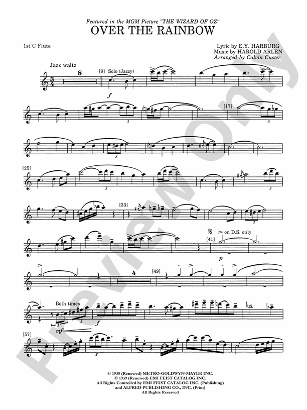 Over The Rainbow Flute Flute Part Digital Sheet Music Download