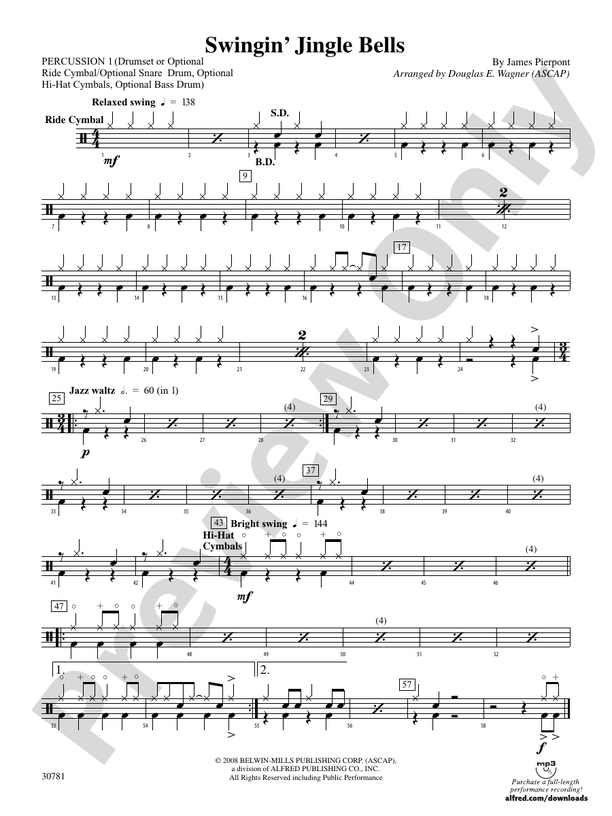 Swingin' Jingle Bells 1st Percussion 1st Percussion Part Digital
