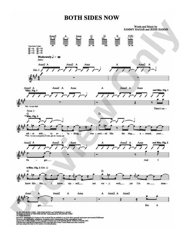 Both Sides Now Guitar TAB Sammy Hagar Digital Sheet Music Download