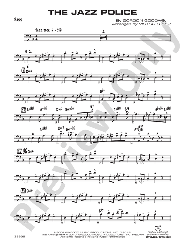 The Jazz Police String Bass String Bass Part Digital Sheet Music Download 0412