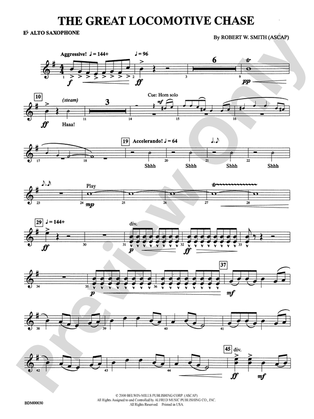 The Great Locomotive Chase E Flat Alto Saxophone E Flat Alto Saxophone Part Digital Sheet 