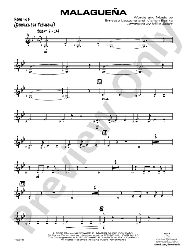 Malagueña: 1st F Horn: 1st F Horn Part - Digital Sheet Music Download