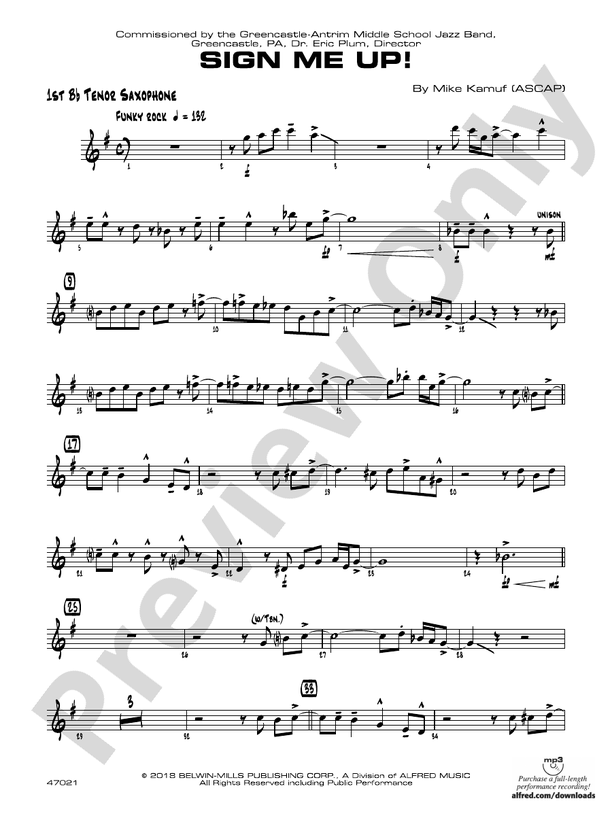 Sign Me Up!: B-flat Tenor Saxophone