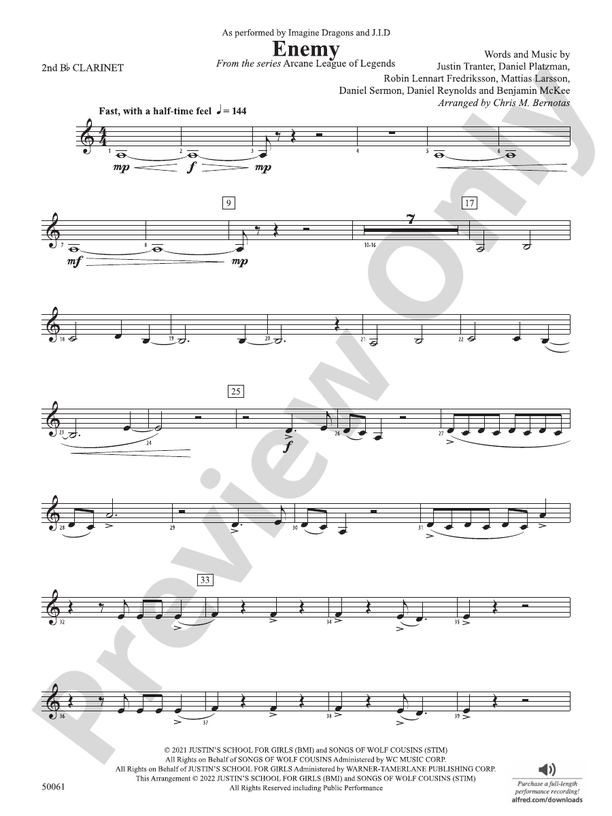 Enemy: 2nd B-flat Clarinet