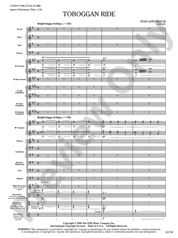 Toboggan Ride Score Stan Applebaum Digital Sheet Music Download