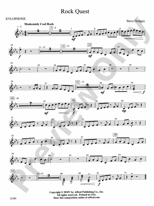 Rock Quest Xylophone Xylophone Part Digital Sheet Music Download