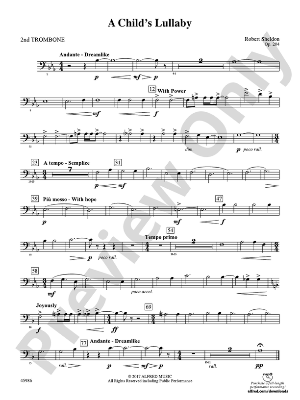 A Child's Lullaby: 2nd Trombone