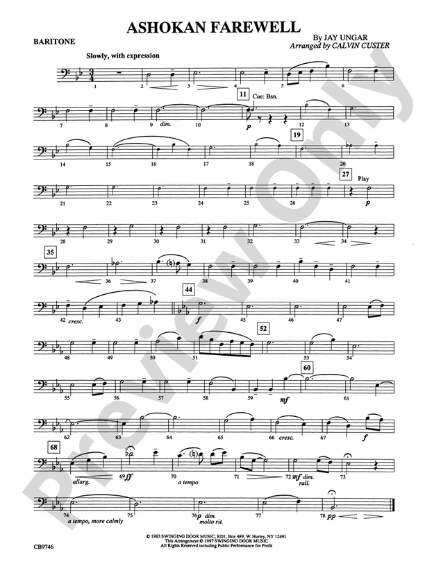 Ashokan Farewell (from The Civil War) Baritone B.C. Baritone B.C