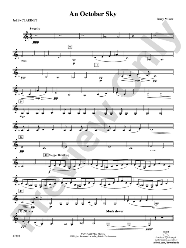 An October Sky: 3rd B-flat Clarinet: 3rd B-flat Clarinet Part - Digital ...