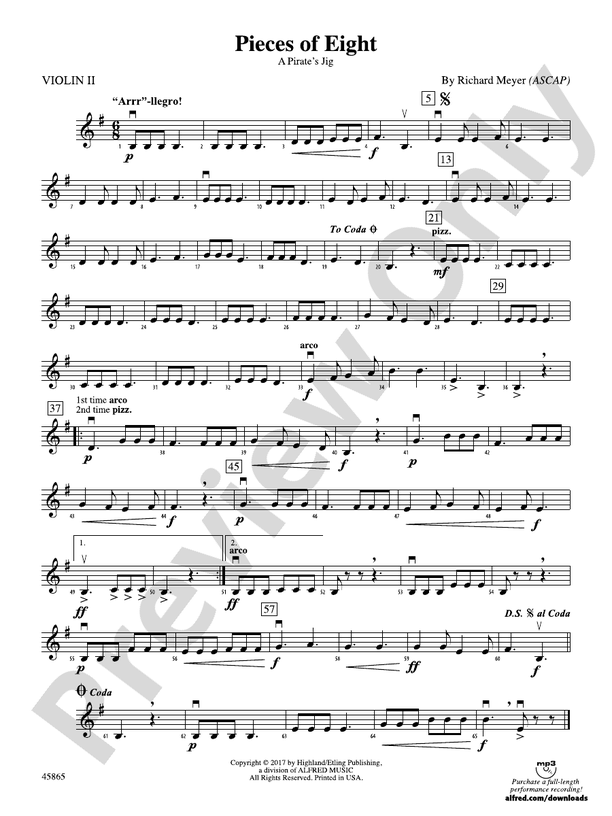Pieces of Eight: 2nd Violin: 2nd Violin Part - Digital Sheet