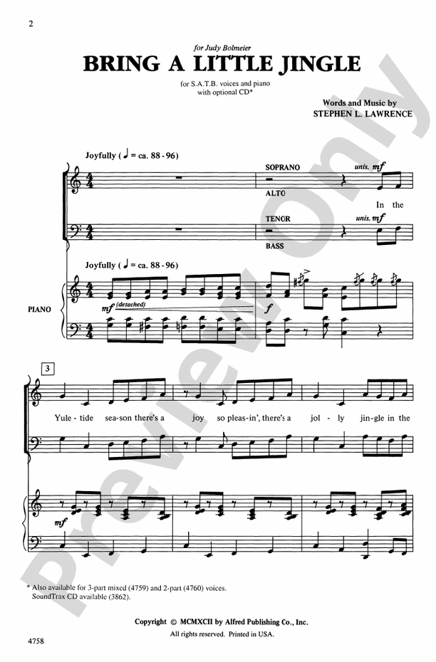 Bring a Little Jingle SATB Choral Octavo Stephen Lawrence Digital