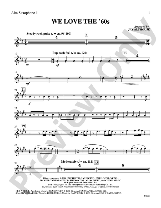 We Love the '60s Eflat Alto Saxophone Eflat Alto Saxophone Part