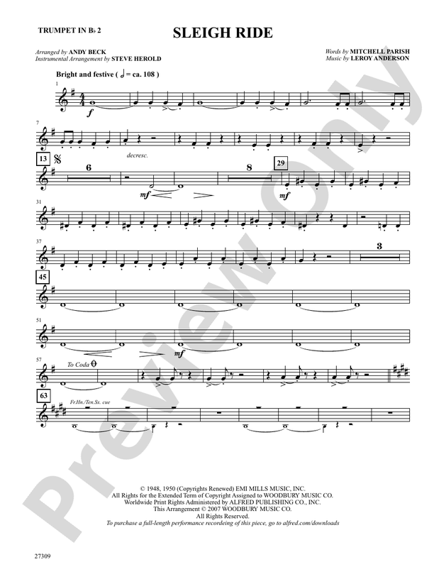 Sleigh Ride: 2nd B-flat Trumpet