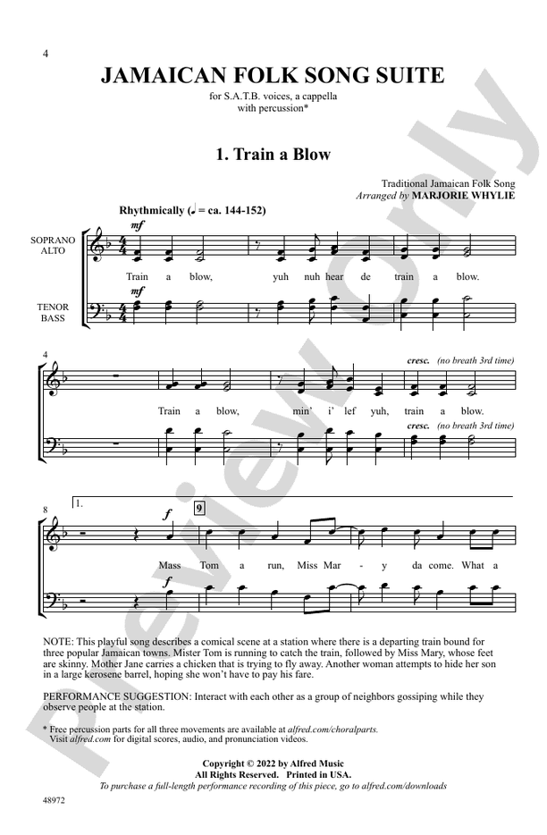 Jamaican Folk Song Suite SATB Choral Octavo Digital Sheet Music Download