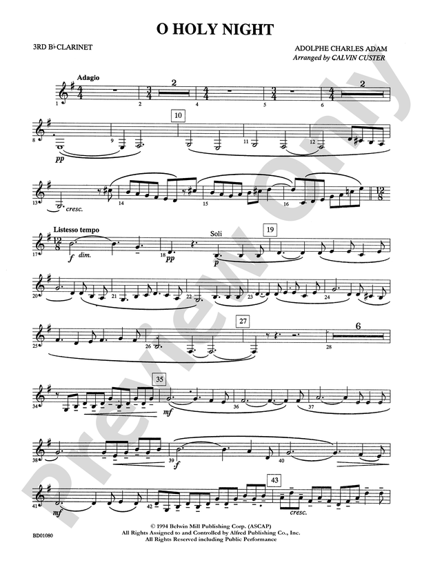 O Holy Night: 3rd B-flat Clarinet