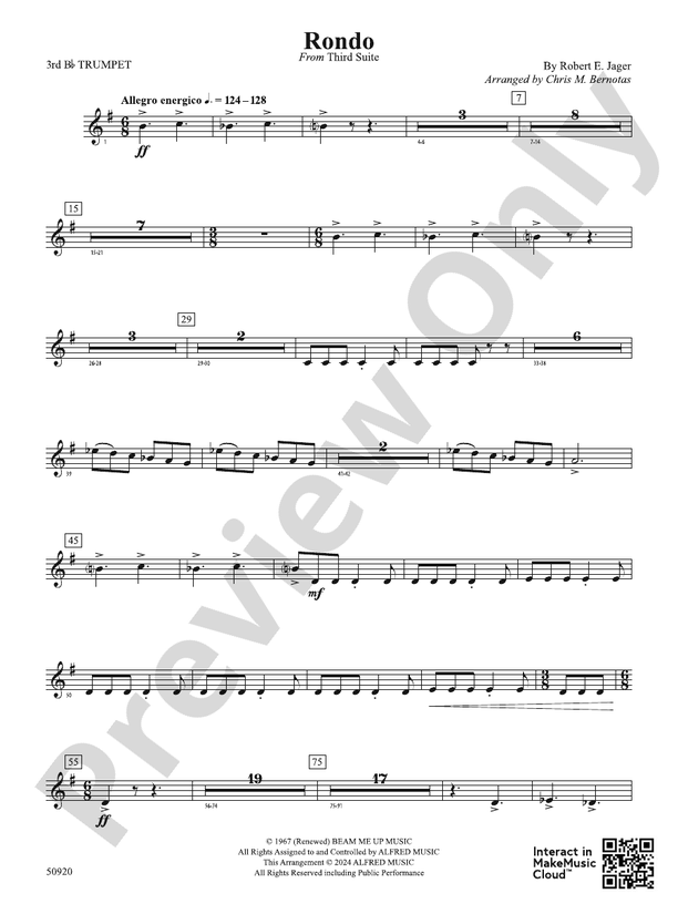 Rondo: 3rd B-flat Trumpet: 3rd B-flat Trumpet Part - Digital Sheet ...