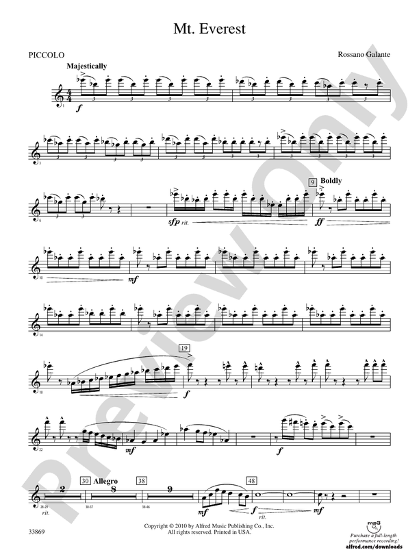 Mt. Everest Piccolo Piccolo Part Digital Sheet Music Download