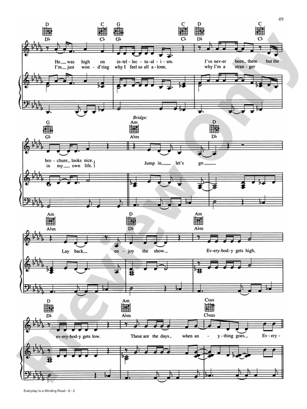 Everyday is a winding road piano vocal chords sheryl crow digital