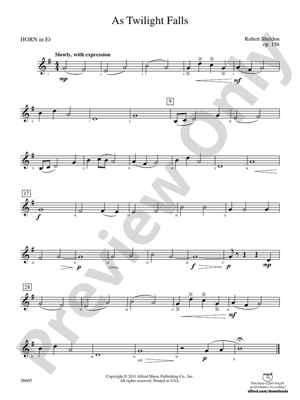 As Twilight Falls (wp) 1st Horn in Eflat (wp) 1st Horn in Eflat