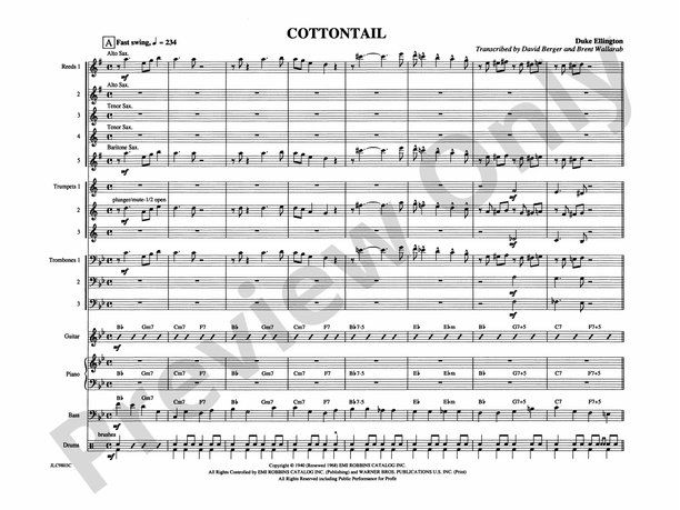 Cottontail: Jazz Ensemble Conductor Score & Parts: Duke Ellington