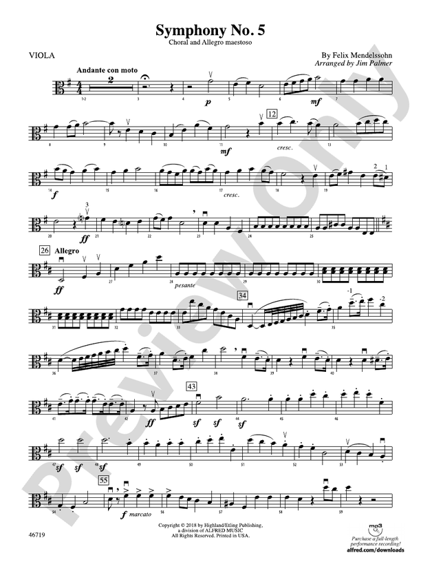 Symphony No. 5: Viola: Viola Part - Digital Sheet Music Download