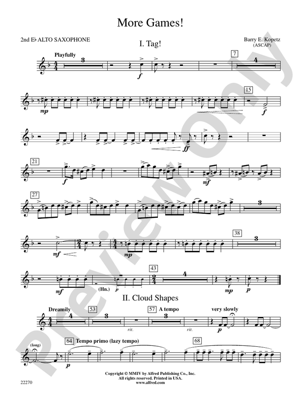 More Games 2nd E Flat Alto Saxophone 2nd E Flat Alto Saxophone Part Digital Sheet Music