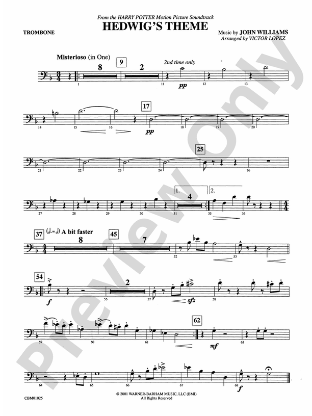 Hedwig's Theme (from Harry Potter) 1st Trombone 1st Trombone Part
