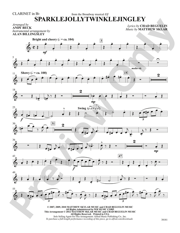 Sparklejollytwinklejingley (from the Broadway musical Elf): 1st B-flat Clarinet