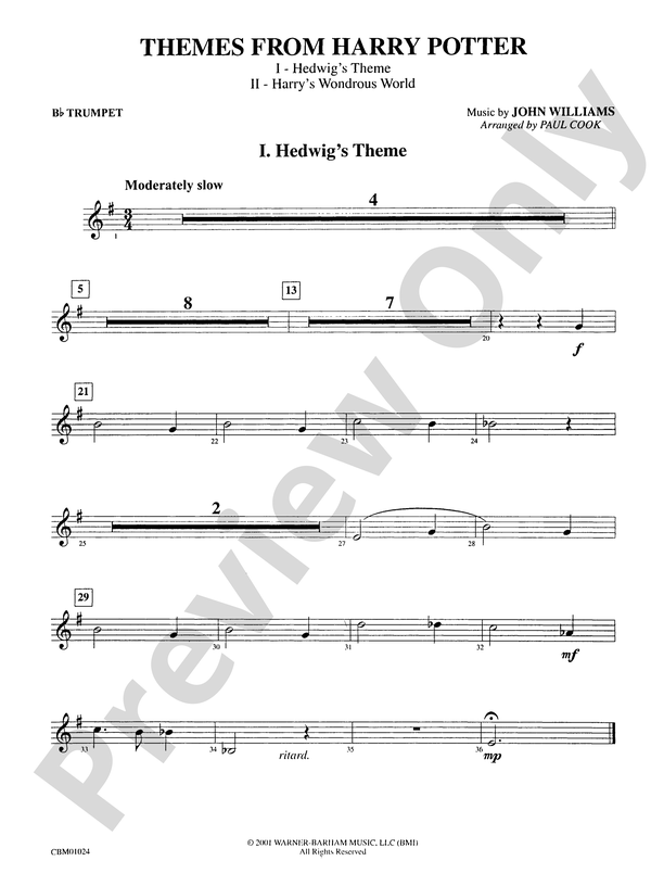 Harry Potter, Themes from: 1st B-flat Trumpet