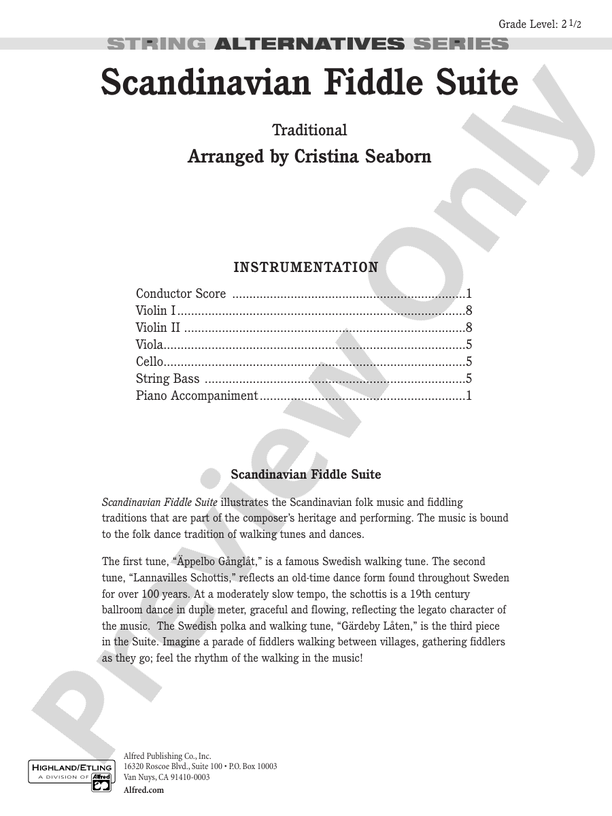 Scandanavian Fiddle Suite: String Orchestra Conductor Score & Parts ...