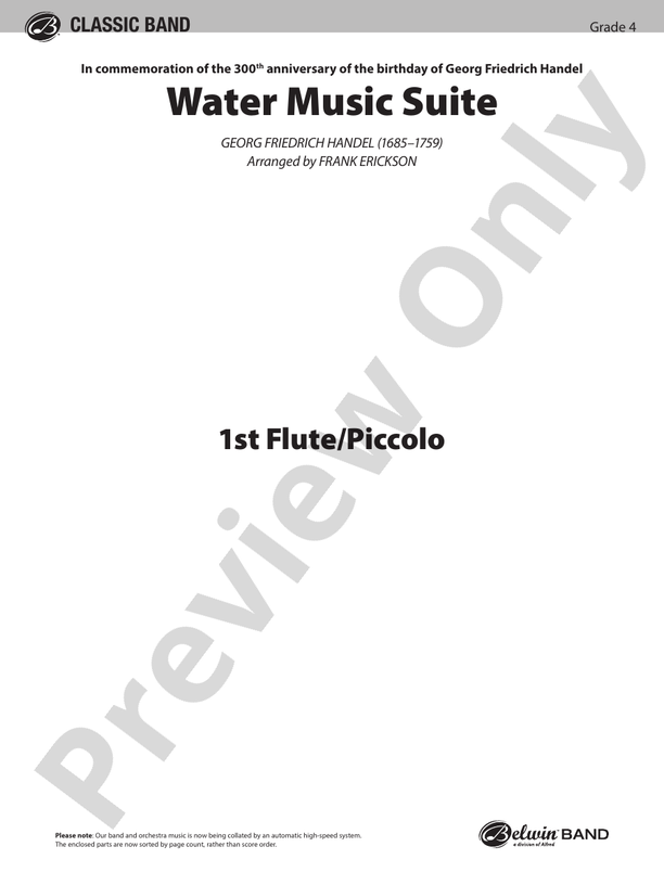 Water Music Suite Flute Flute Part Digital Sheet Music Download