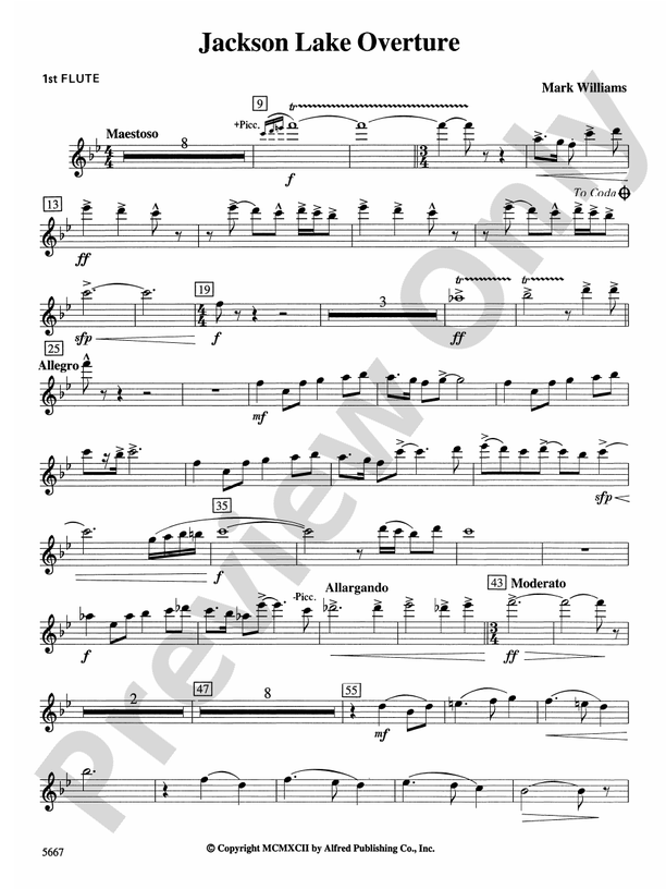 Jackson Lake Overture: Flute: Flute Part - Digital Sheet Music Download