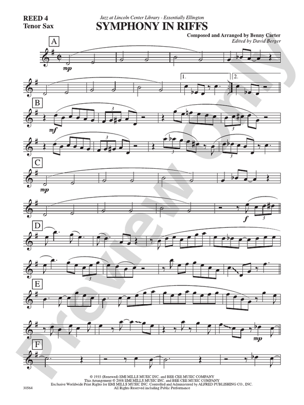 Symphony in Riffs 2nd Bflat Tenor Saxophone 2nd Bflat Tenor