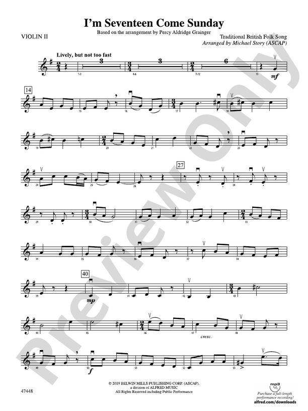 I'm Seventeen Come Sunday: 2nd Violin
