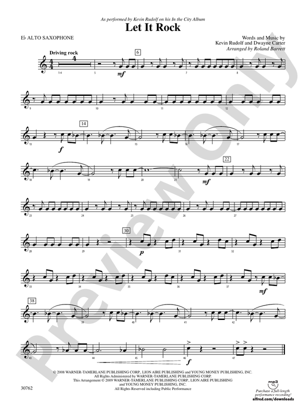 Let It Rock Eflat Alto Saxophone Eflat Alto Saxophone Part Digital Sheet Music Download
