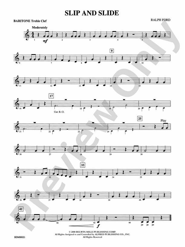 Slip and Slide Baritone T.C. Baritone T.C. Part Digital Sheet Music