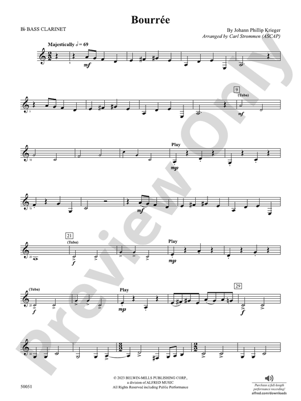 Bourrée Bflat Bass Bflat Bass Part Digital