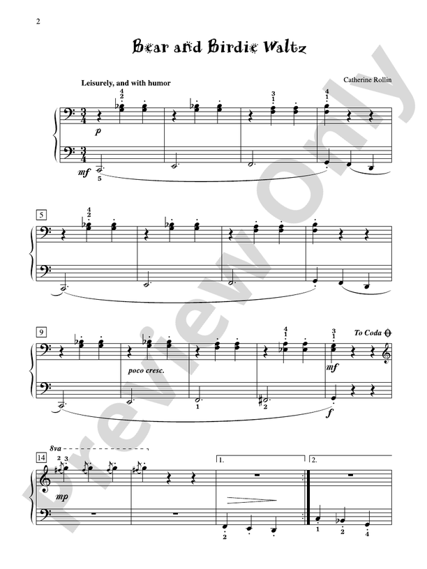 Bear and Birdie Waltz - Piano Solo