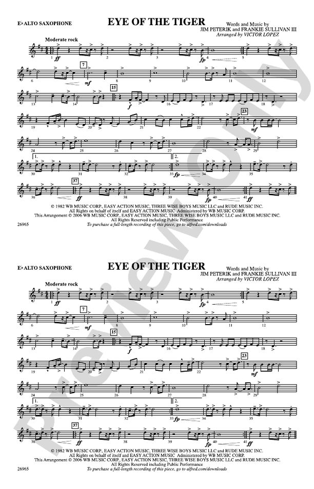 Eye Of The Tiger: E-Flat Alto Saxophone: E-Flat Alto Saxophone.