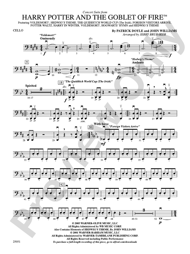 Harry Potter and the Goblet of Fire Concert Suite from Cello
