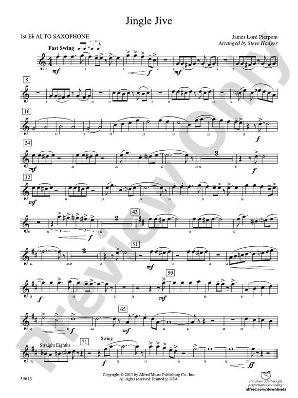 Jingle Jive Eflat Alto Saxophone Eflat Alto Saxophone Part