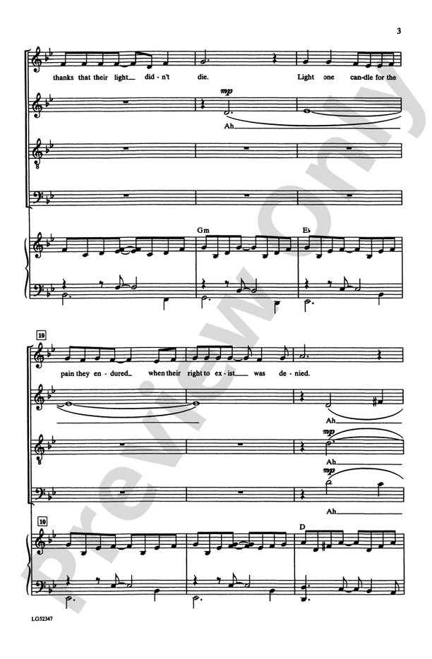 Light One Candle: SATB Choral Octavo: Peter Yarrow - Digital Sheet ...