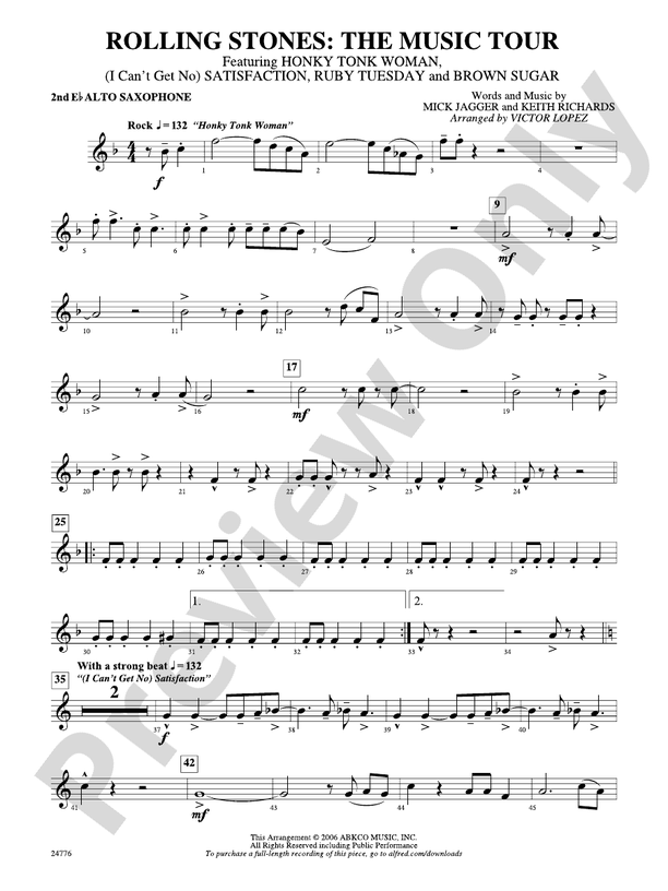 Rolling Stones The Music Tour 2nd Eflat Alto Saxophone 2nd Eflat