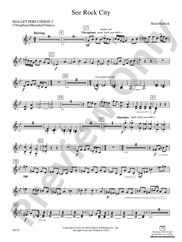 See Rock City 2nd Mallet Percussion 2nd Mallet Percussion Part Digital Sheet Music Download
