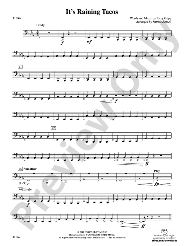 Free Its Raining Tacos by Parry Gripp sheet music