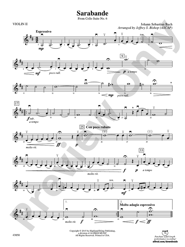 Sarabande: 2nd Violin
